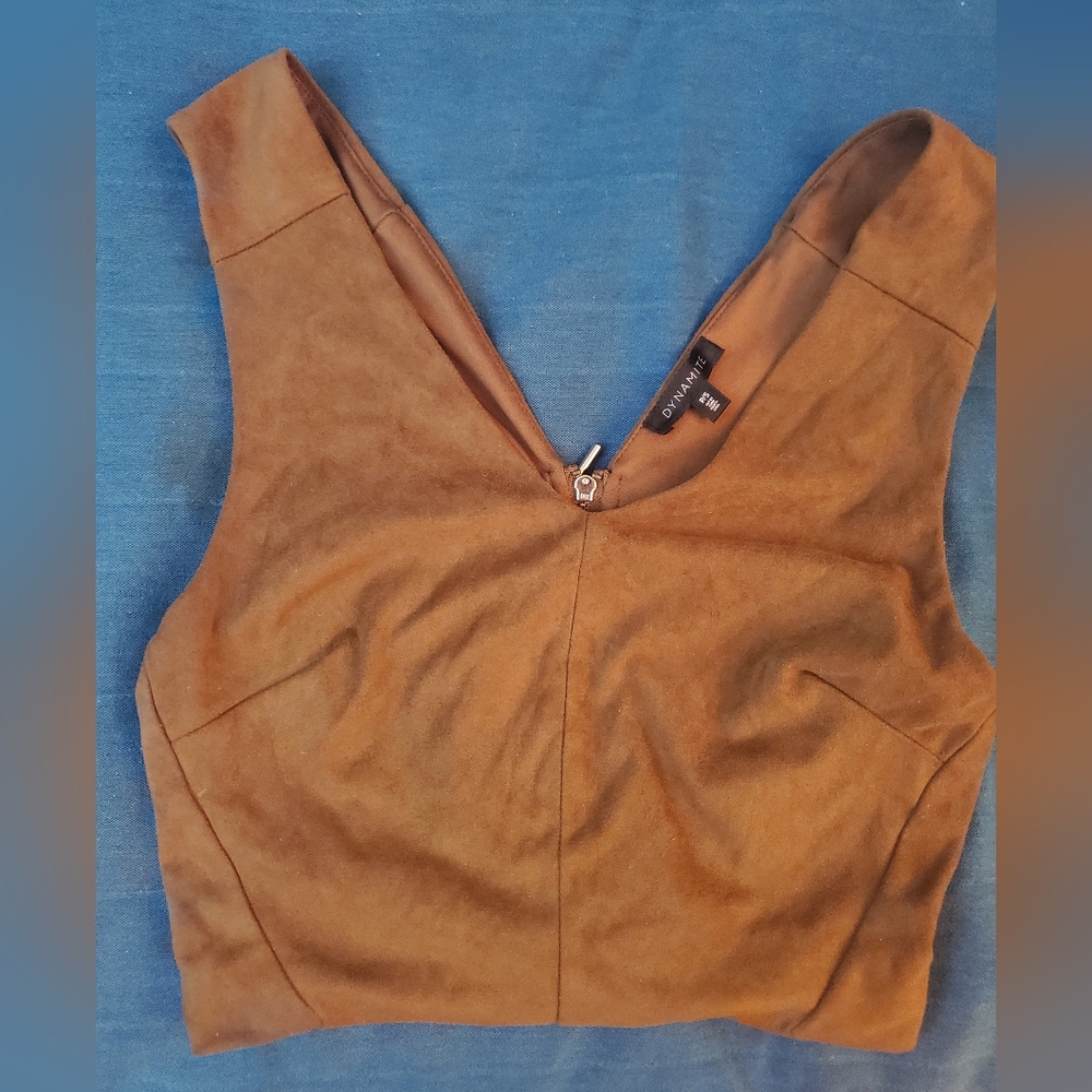 Brown Faux Suede Crop Top from Dynamite - Picture 6 of 7